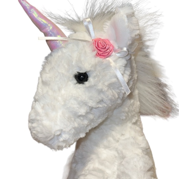 Purely Luxe Aurora Soft Fur White & Pink Unicorn 18” Stuffed Animal Plush Lovey - Picture 2 of 4